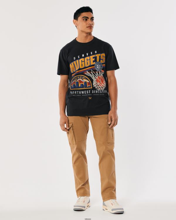 t-shirt graphique décontracté Denver Nuggets Hommes noir délavé Hollister hauts RRRJX1023