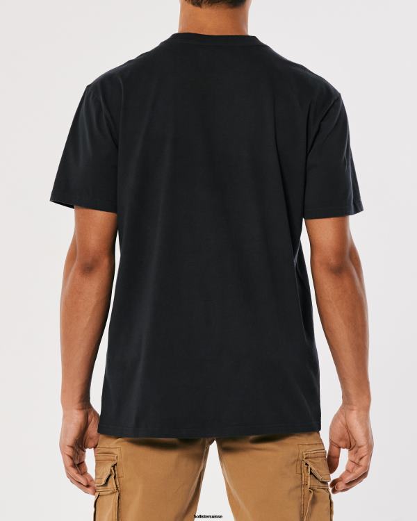 t-shirt graphique décontracté Denver Nuggets Hommes noir délavé Hollister hauts RRRJX1023