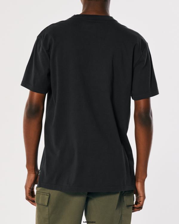 t-shirt graphique décontracté chicago bulls nba Hommes Chicago noir délavé Hollister hauts RRRJX1033