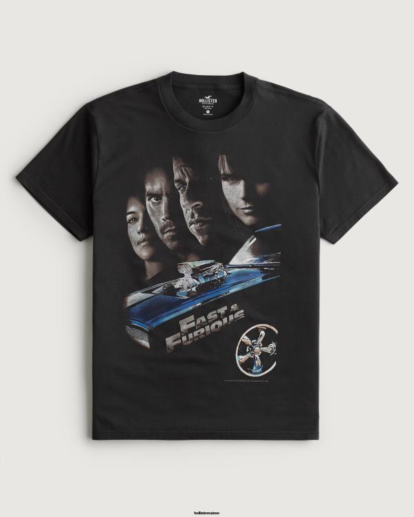 t-shirt graphique décontracté fast & furious Hommes fané noir-rapide et furieux Hollister hauts RRRJX1038