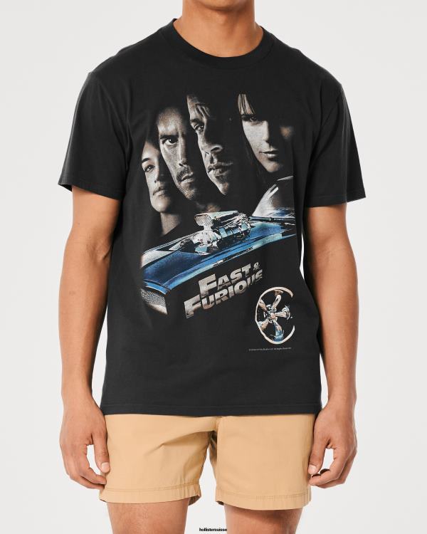 t-shirt graphique décontracté fast & furious Hommes fané noir-rapide et furieux Hollister hauts RRRJX1038
