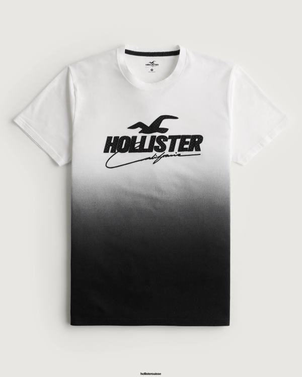 t-shirt graphique dégradé à logo en mesh Hommes ombre blanche à noire Hollister hauts RRRJX850