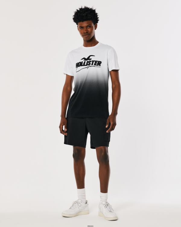 t-shirt graphique dégradé à logo en mesh Hommes ombre blanche à noire Hollister hauts RRRJX850
