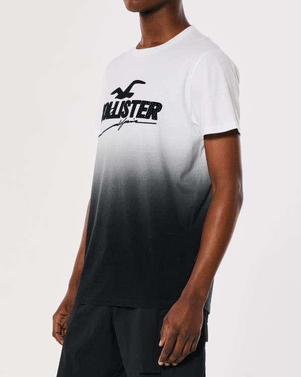 t-shirt graphique dégradé à logo en mesh Hommes ombre blanche à noire Hollister hauts RRRJX850