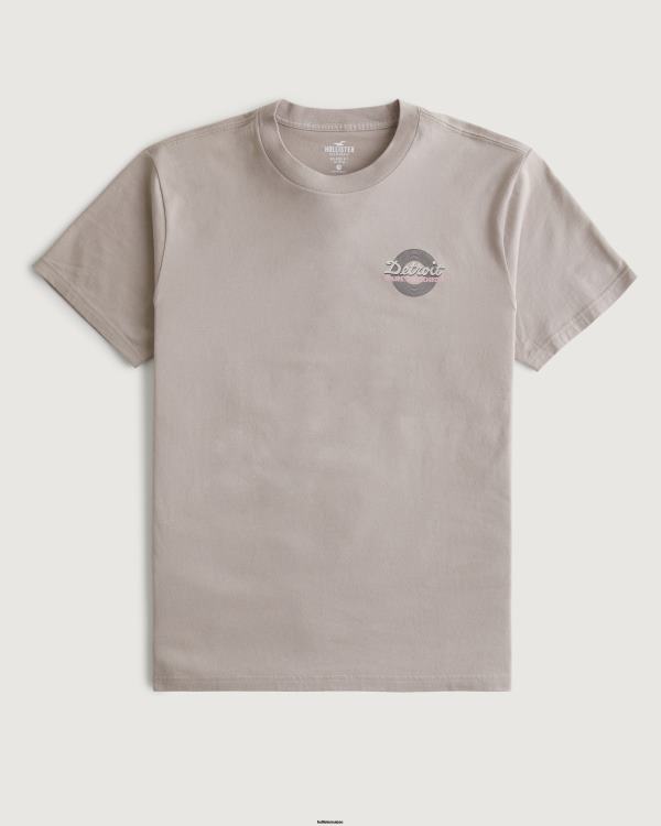 t-shirt graphique du magasin de disques de detroit Hommes brun clair Hollister hauts RRRJX854
