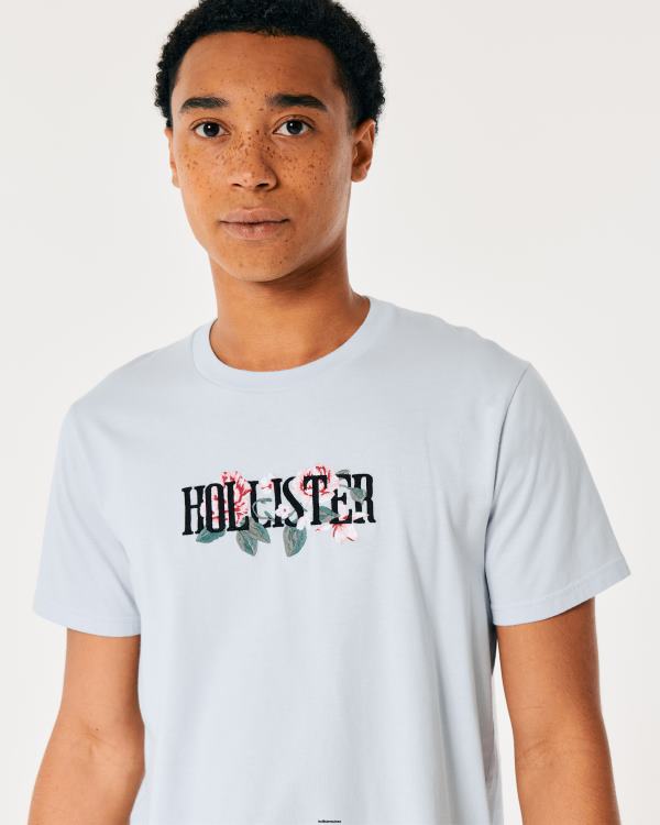 t-shirt graphique à fleurs Hommes bleu clair Hollister hauts RRRJX1056