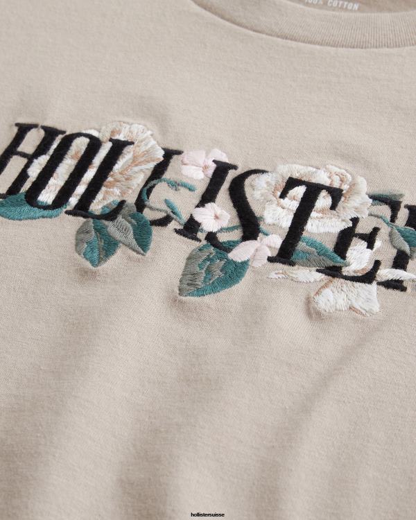 t-shirt graphique à fleurs Hommes brun clair Hollister hauts RRRJX1002