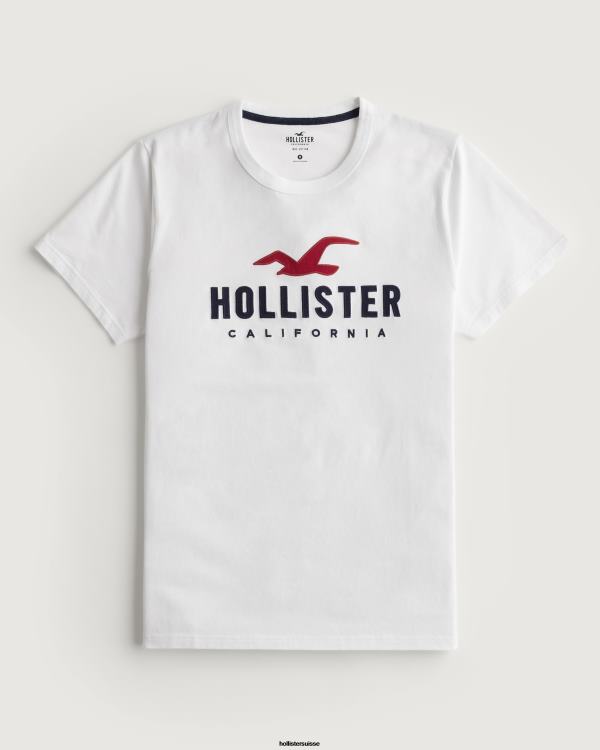 t-shirt graphique à logo Hommes blanc Hollister hauts RRRJX971