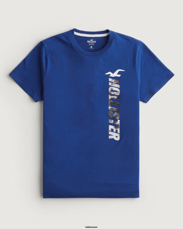 t-shirt graphique à logo Hommes bleu Hollister hauts RRRJX967
