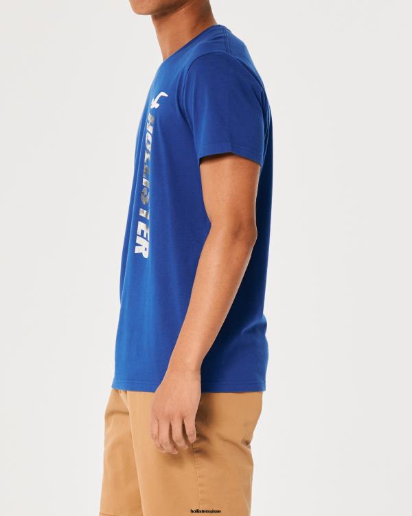 t-shirt graphique à logo Hommes bleu Hollister hauts RRRJX967