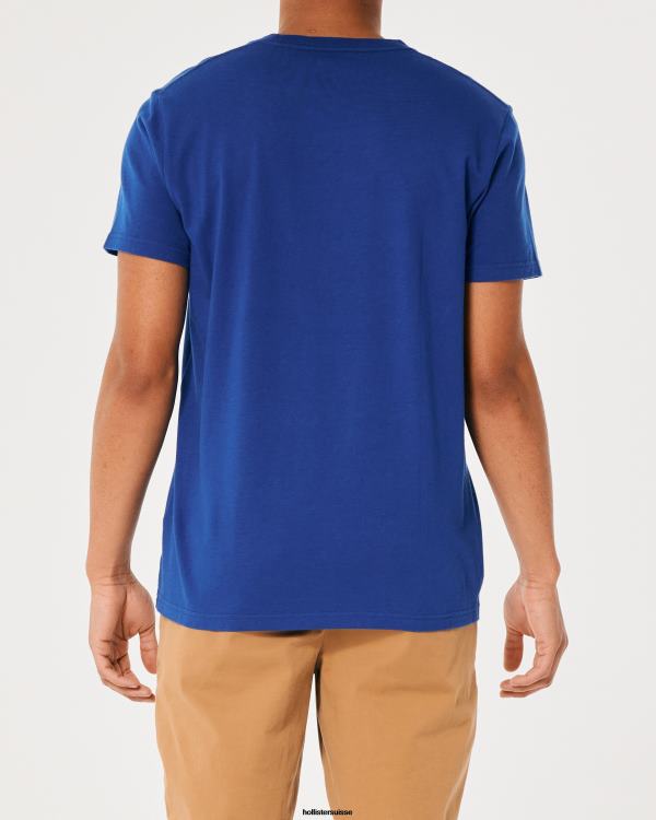 t-shirt graphique à logo Hommes bleu Hollister hauts RRRJX967