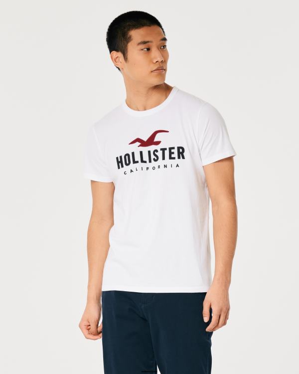 t-shirt graphique à logo Hommes bleu chiné clair Hollister hauts RRRJX982