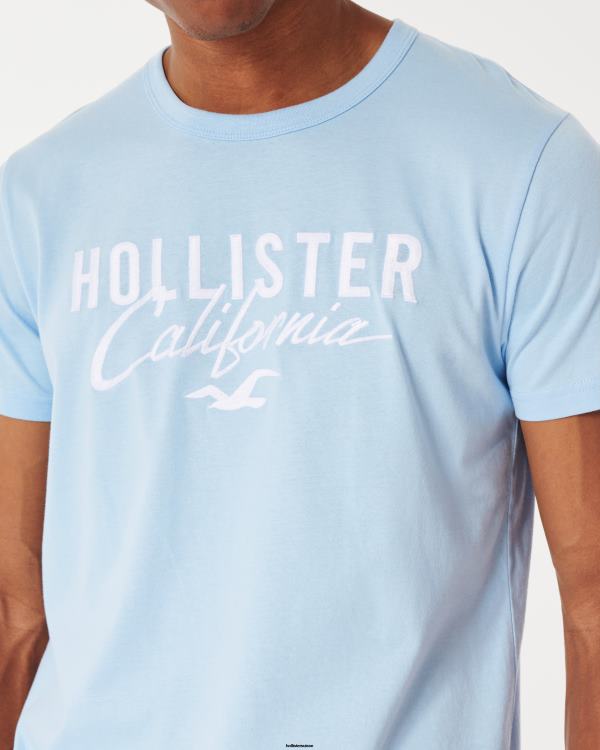 t-shirt graphique à logo Hommes bleu clair Hollister hauts RRRJX946