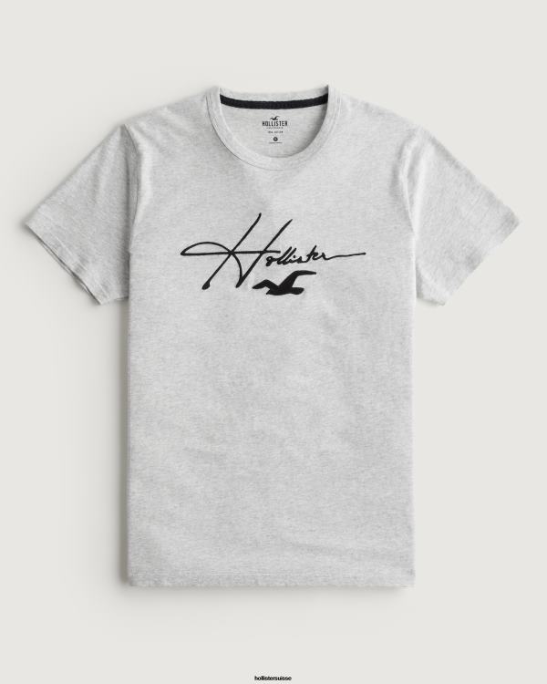 t-shirt graphique à logo Hommes gris chiné clair Hollister hauts RRRJX891