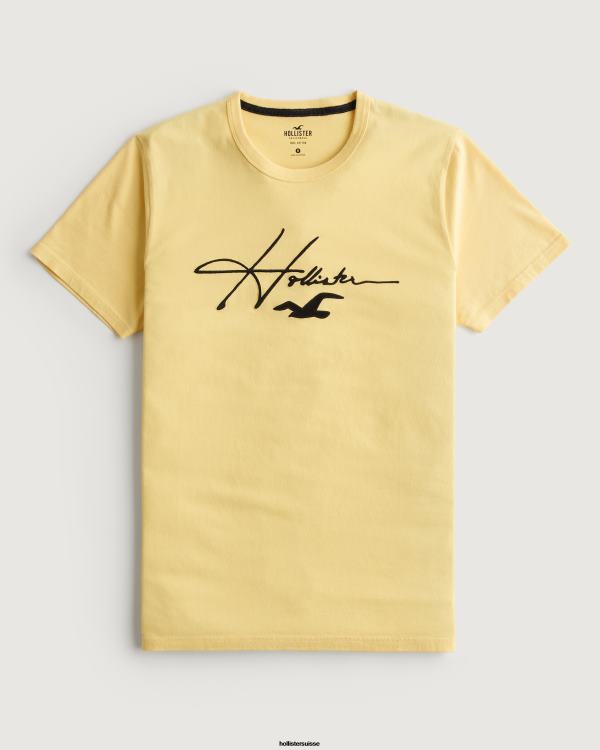 t-shirt graphique à logo Hommes jaune Hollister hauts RRRJX995