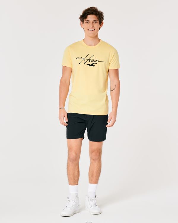 t-shirt graphique à logo Hommes jaune Hollister hauts RRRJX995