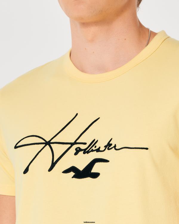 t-shirt graphique à logo Hommes jaune Hollister hauts RRRJX995