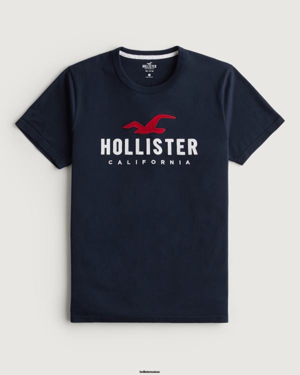 t-shirt graphique à logo Hommes marine Hollister hauts RRRJX944