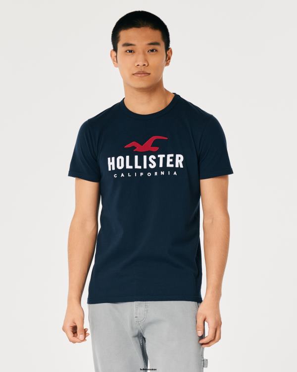 t-shirt graphique à logo Hommes marine Hollister hauts RRRJX944