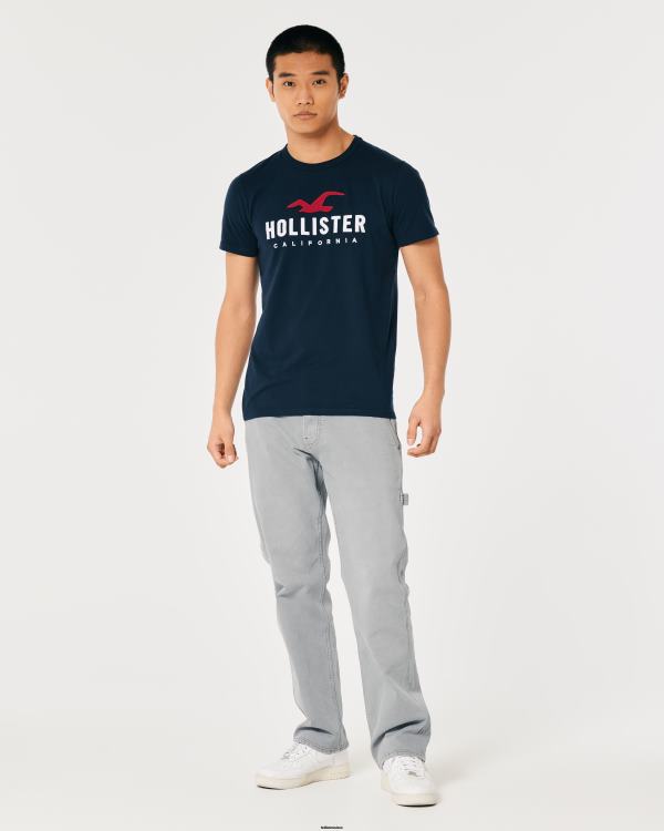 t-shirt graphique à logo Hommes marine Hollister hauts RRRJX944