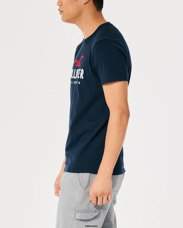 t-shirt graphique à logo Hommes marine Hollister hauts RRRJX944