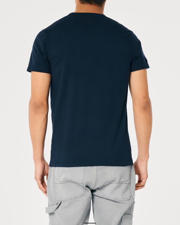 t-shirt graphique à logo Hommes marine Hollister hauts RRRJX944