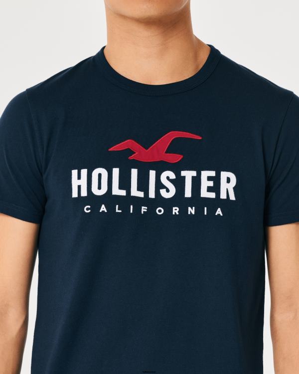 t-shirt graphique à logo Hommes marine Hollister hauts RRRJX944