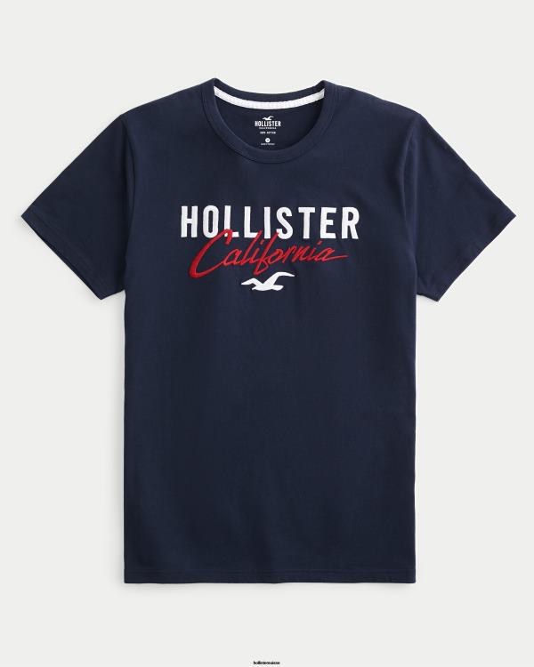 t-shirt graphique à logo Hommes marine Hollister hauts RRRJX975