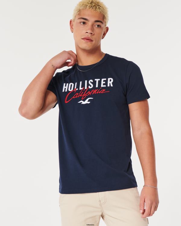 t-shirt graphique à logo Hommes marine Hollister hauts RRRJX975