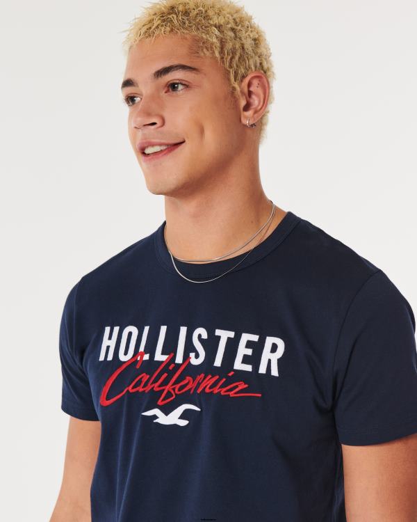 t-shirt graphique à logo Hommes marine Hollister hauts RRRJX975
