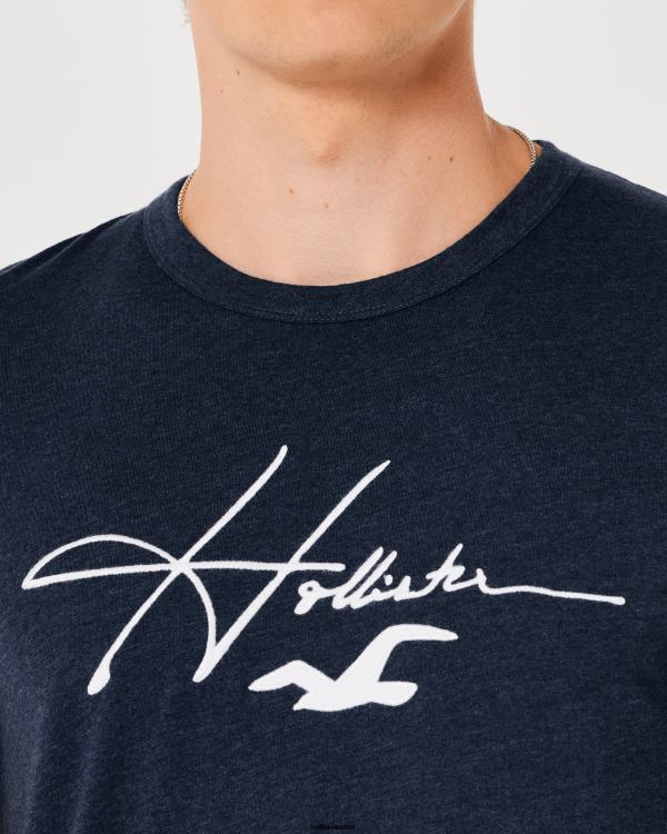 t-shirt graphique à logo Hommes marine chiné Hollister hauts RRRJX856