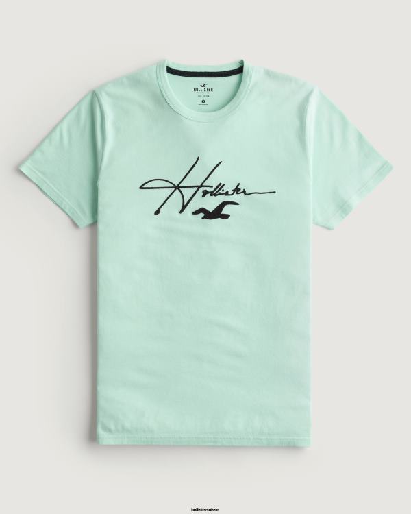 t-shirt graphique à logo Hommes menthe Hollister hauts RRRJX927