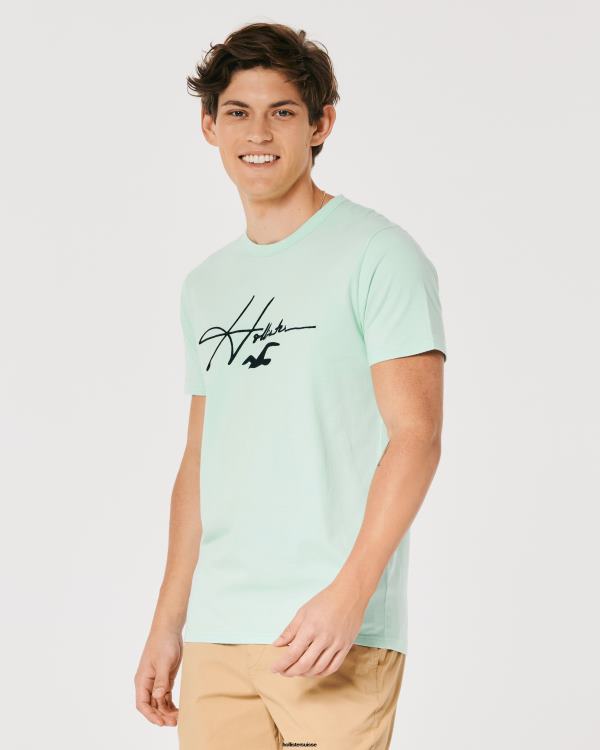 t-shirt graphique à logo Hommes menthe Hollister hauts RRRJX927