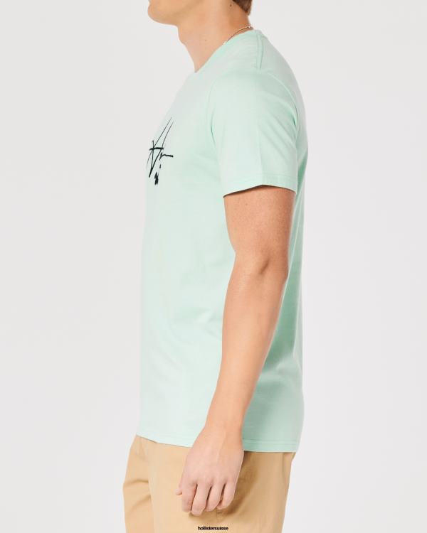 t-shirt graphique à logo Hommes menthe Hollister hauts RRRJX927