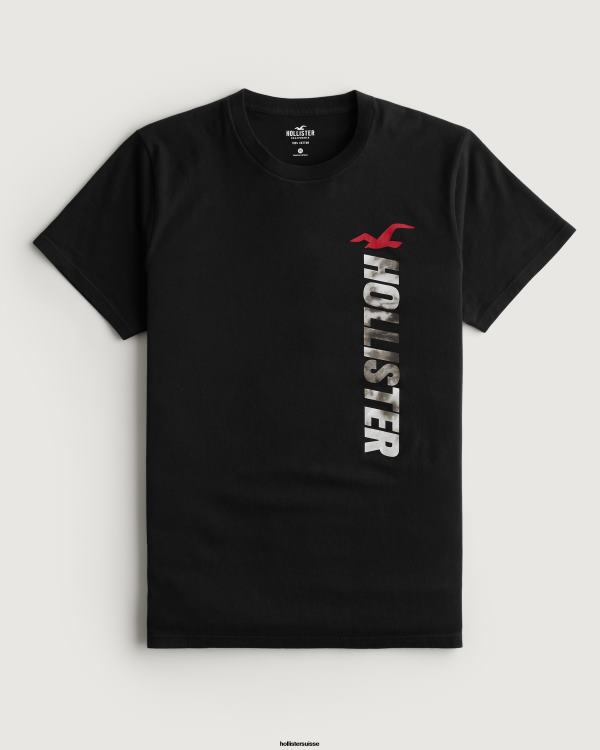 t-shirt graphique à logo Hommes noir Hollister hauts RRRJX1010