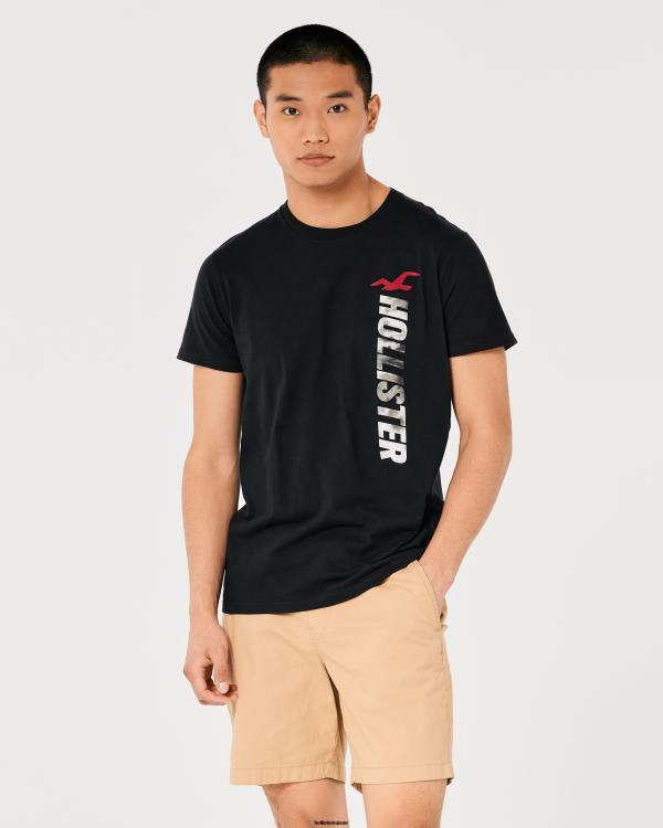 t-shirt graphique à logo Hommes noir Hollister hauts RRRJX1010