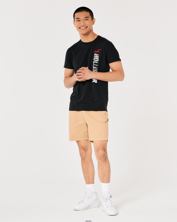 t-shirt graphique à logo Hommes noir Hollister hauts RRRJX1010