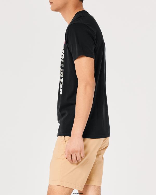 t-shirt graphique à logo Hommes noir Hollister hauts RRRJX1010
