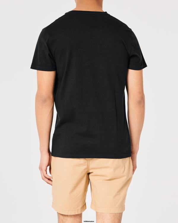 t-shirt graphique à logo Hommes noir Hollister hauts RRRJX1010