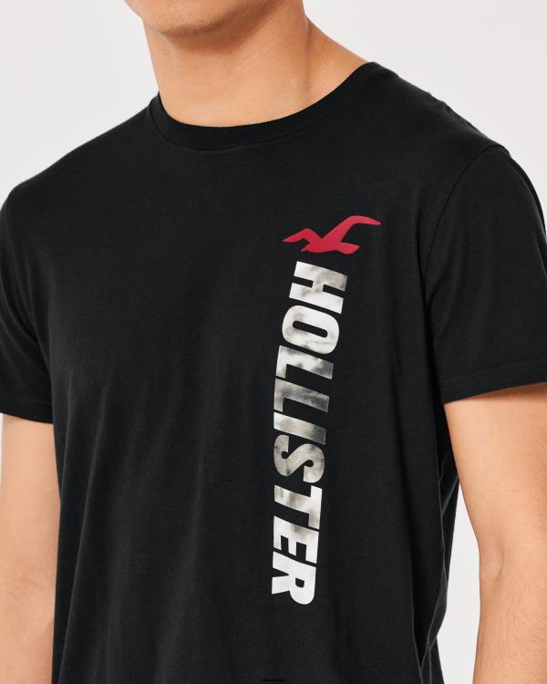 t-shirt graphique à logo Hommes noir Hollister hauts RRRJX1010