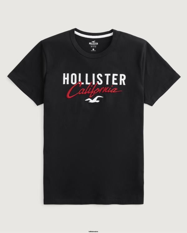t-shirt graphique à logo Hommes noir Hollister hauts RRRJX986