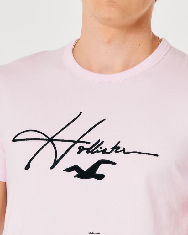 t-shirt graphique à logo Hommes rose clair Hollister hauts RRRJX1022