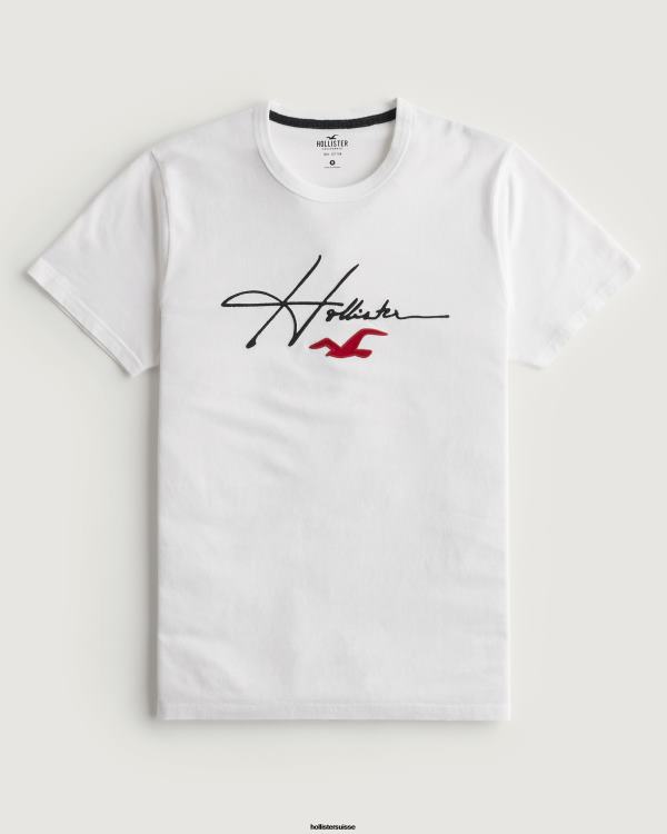 t-shirt graphique à logo Hommes signature blanche Hollister hauts RRRJX851