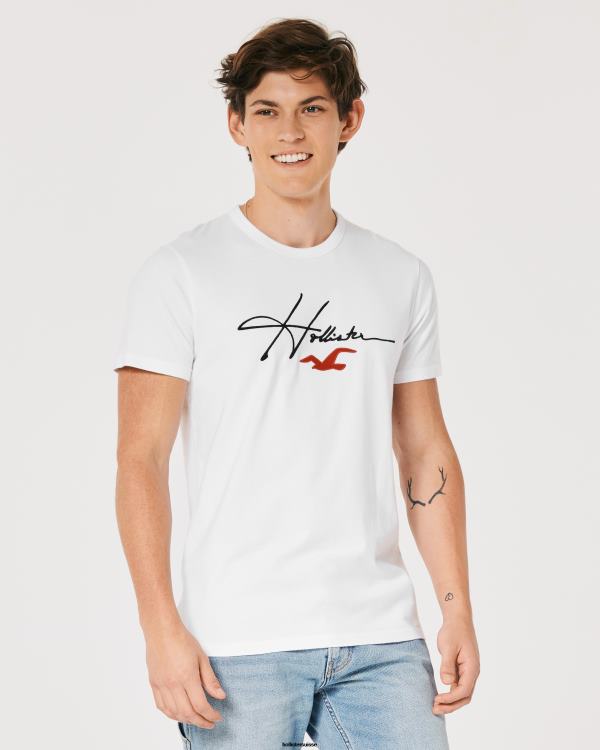 t-shirt graphique à logo Hommes signature blanche Hollister hauts RRRJX851