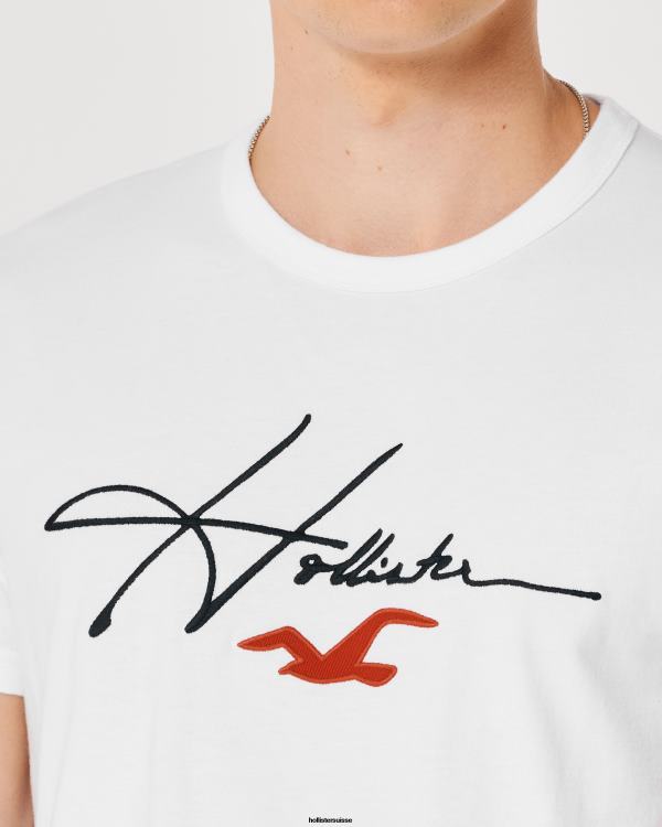 t-shirt graphique à logo Hommes signature blanche Hollister hauts RRRJX851