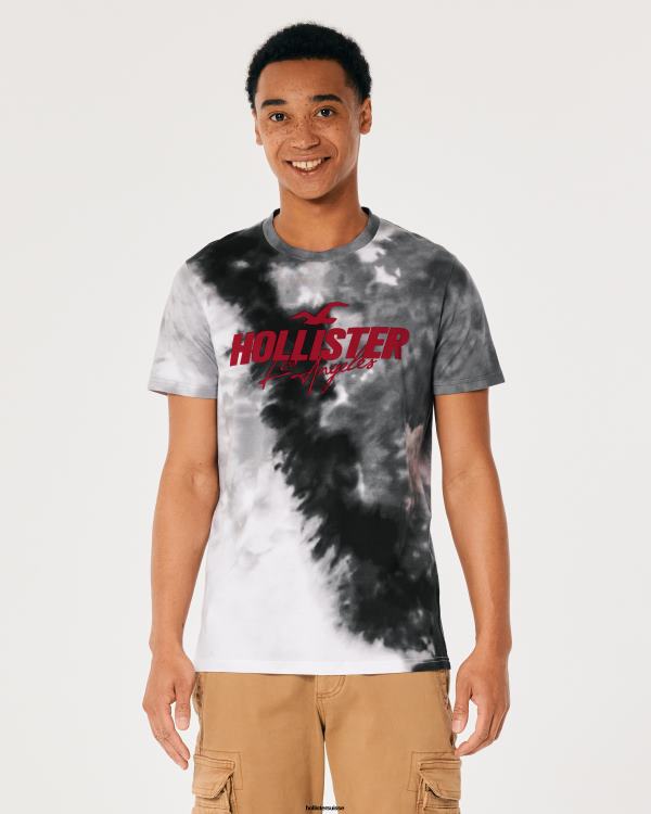 t-shirt graphique à logo Hommes tie and dye gris Hollister hauts RRRJX974