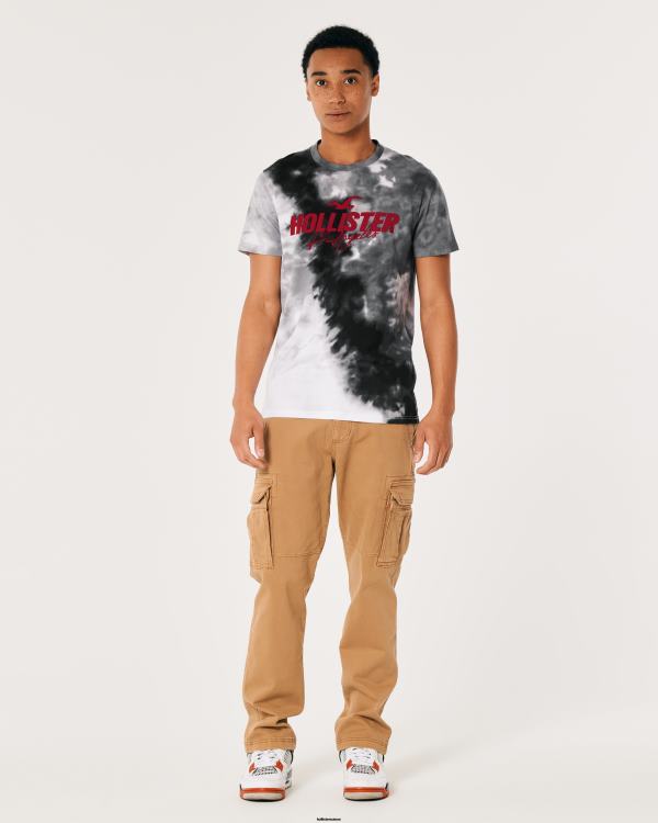 t-shirt graphique à logo Hommes tie and dye gris Hollister hauts RRRJX974