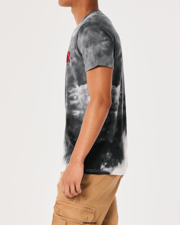 t-shirt graphique à logo Hommes tie and dye gris Hollister hauts RRRJX974