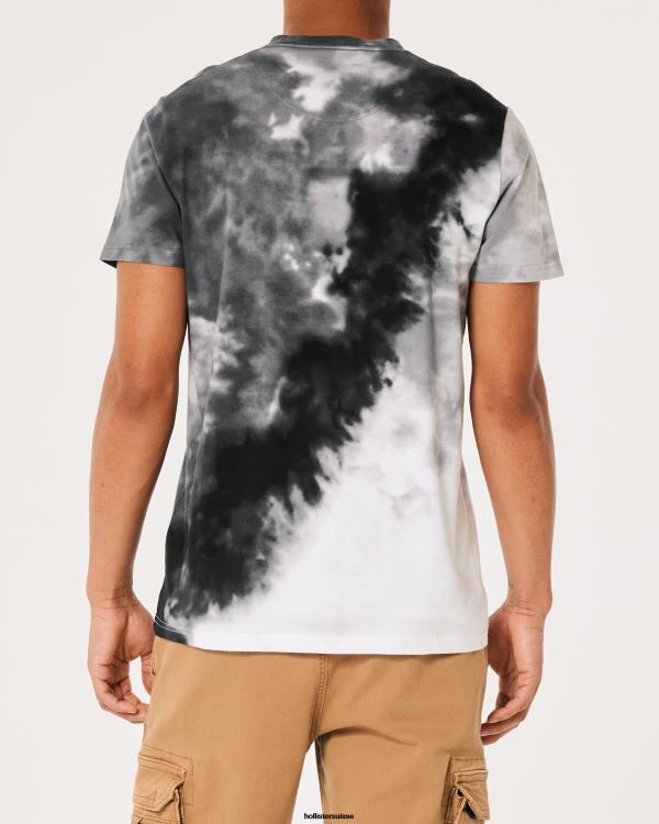t-shirt graphique à logo Hommes tie and dye gris Hollister hauts RRRJX974
