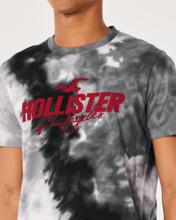 t-shirt graphique à logo Hommes tie and dye gris Hollister hauts RRRJX974